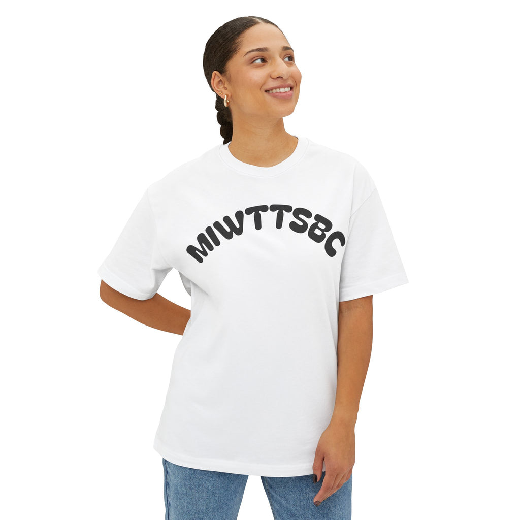 Boxy Tee — Minimal Arch Logo "MIIWTTSSBC" Casual Oversized Shirt